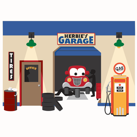 Herbie's Garage - Small Paint-by-Number Wall Mural