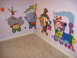 Large Circus Train Paint-by-Number Wall Mural