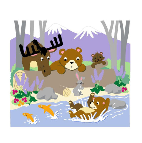 Bear-ly Fishing Paint-by-Number Wall Mural