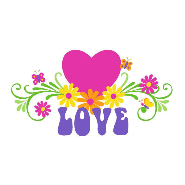 LOVE & Flowers Paint-by-Number Wall Mural - Large