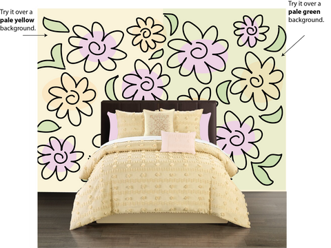 Flower Power Paint-by-Number Wall Mural – Elephants on the Wall